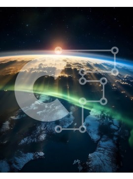 Intra Συλλεκτικό Ξύλινο Παζλ Plywood  4mm - Εκπληκτική εικόνα της Γης από το Διάστημα με το Aurora Borealis Σε Ξύλινο Κουτί - Διαστάσεις Puzzle: 10x10 cm – 25 κομμάτια