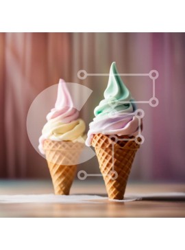 Σετ των 2 Intra Συλλεκτικό Ξύλινο Παζλ Plywood  4mm - Νόστιμα και ζωντανά χωνάκια παγωτού σε ένα ξύλινο τραπέζι Σε Ξύλινο Κουτί - Διαστάσεις: 10x10 cm – 25 κομμάτια