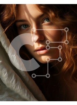 Intra Συλλεκτικό Ξύλινο Παζλ Plywood  4mm - Πορτρέτο μιας νεαρής γυναίκας με κόκκινα μαλλιά και πράσινα μάτια Σε Ξύλινο Κουτί - Διαστάσεις Puzzle: 10x10 cm – 25 κομμάτια