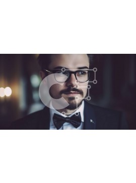 Intra Συλλεκτικό Ξύλινο Παζλ Plywood  4mm - Επαγγελματίας άνδρας με γυαλιά και παπιγιόν που φαίνεται σοβαρός Σε Ξύλινο Κουτί - Διαστάσεις Puzzle: 10x10 cm – 25 κομμάτια