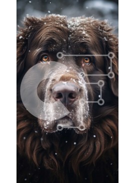 Σετ των 2 Intra Συλλεκτικό Ξύλινο Παζλ Plywood  4mm - Σοβαρό καφέ σκυλί με μακριά μαλλιά στο χιόνι Σε Ξύλινο Κουτί - Διαστάσεις: 10x10 cm – 25 κομμάτια