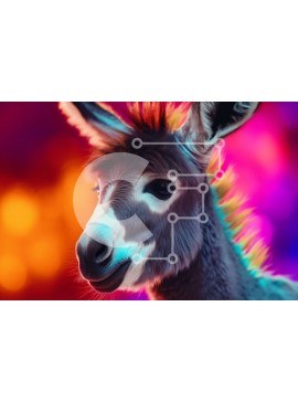 Σετ των 2 Intra Συλλεκτικό Ξύλινο Παζλ Plywood  4mm - Αξιολάτρευτος γάιδαρος με πολύχρωμο χτένισμα Mohawk Σε Ξύλινο Κουτί - Διαστάσεις: 10x10 cm – 25 κομμάτια