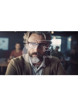 Intra Συλλεκτικό Ξύλινο Παζλ Plywood  4mm - Πορτρέτο Μεσήλικας με γένια και γυαλιά σε θολό φόντο Σε Ξύλινο Κουτί - Διαστάσεις Puzzle: 10x10 cm – 25 κομμάτια