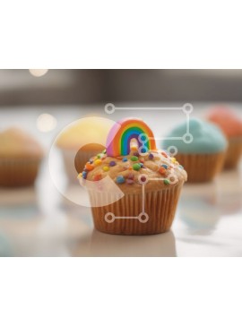 Σετ των 2 Intra Συλλεκτικό Ξύλινο Παζλ Plywood  4mm - Πολύχρωμα cupcakes με μπλουζάκια ουράνιου τόξου και ψεκασμούς Σε Ξύλινο Κουτί - Διαστάσεις: 10x10 cm – 25 κομμάτια