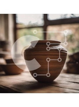 Intra Συλλεκτικό Ξύλινο Παζλ Plywood  4mm - Βάζο κεραμικής σε ξύλινο τραπέζι με θέα στο δάσος Σε Ξύλινο Κουτί - Διαστάσεις Puzzle: 10x10 cm – 25 κομμάτια