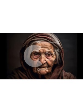 Intra Συλλεκτικό Ξύλινο Παζλ Plywood  4mm - Σοβαρή ηλικιωμένη γυναίκα που κοιτάζει κατευθείαν την κάμερα Σε Ξύλινο Κουτί - Διαστάσεις Puzzle: 10x10 cm – 25 κομμάτια