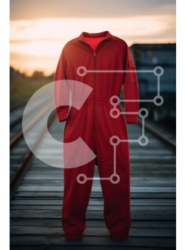 Intra Συλλεκτικό Ξύλινο Παζλ Plywood  4mm - Κόκκινη φόρμα που κρεμιέται στη σιδηροδρομική γραμμή στο ηλιοβασίλεμα Σε Ξύλινο Κουτί - Διαστάσεις Puzzle: 10x10 cm – 25 κομμάτια