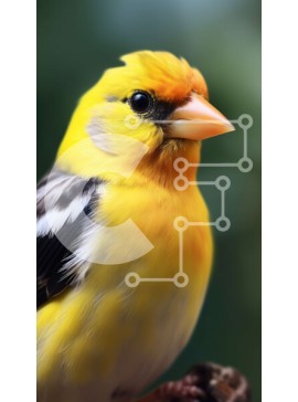 Σετ των 2 Intra Συλλεκτικό Ξύλινο Παζλ Plywood  4mm - Κίτρινο πουλί με ασπρόμαυρες ρίγες σε μια ξύλινη πέρκα Σε Ξύλινο Κουτί - Διαστάσεις: 10x10 cm – 25 κομμάτια