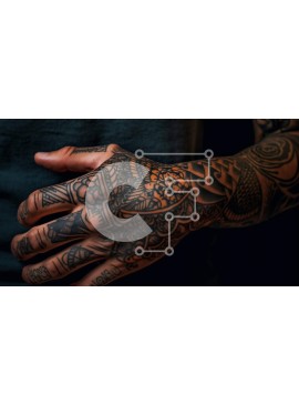 Intra Συλλεκτικό Ξύλινο Παζλ Plywood  4mm - Περίπλοκα τατουάζ με μαύρο μελάνι σε ένα αντρικό χέρι Σε Ξύλινο Κουτί - Διαστάσεις Puzzle: 10x10 cm – 25 κομμάτια