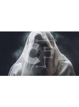 Intra Συλλεκτικό Ξύλινο Παζλ Plywood  4mm - Πρόσωπο με στολή φάντασμα με λευκό σεντόνι Σε Ξύλινο Κουτί - Διαστάσεις Puzzle: 10x10 cm – 25 κομμάτια