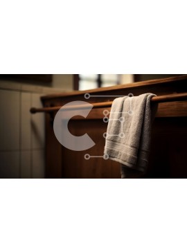 Intra Συλλεκτικό Ξύλινο Παζλ Plywood  4mm - Ρουστίκ διακόσμηση μπάνιου: Πετσέτα κρεμασμένη σε ξύλινη σχάρα Σε Ξύλινο Κουτί - Διαστάσεις Puzzle: 10x10 cm – 25 κομμάτια