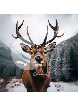 Intra Συλλεκτικό Ξύλινο Παζλ Plywood  4mm - Ελάφια στο χιονισμένο δάσος με τα ελαφοκέρατα καλυμμένα στο χιόνι Σε Ξύλινο Κουτί - Διαστάσεις: 10x10 cm – 25 κομμάτια