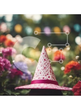 Σετ των 2 Intra Συλλεκτικό Ξύλινο Παζλ Plywood  4mm - Κοντινό πλάνο γυναίκας που φορά ροζ καπέλο μάγισσας με φιόγκο Σε Ξύλινο Κουτί - Διαστάσεις: 10x10 cm – 25 κομμάτια