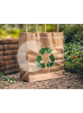 Intra Συλλεκτικό Ξύλινο Παζλ Plywood  4mm - Καφέ χάρτινη σακούλα με σύμβολο ανακύκλωσης Σε Ξύλινο Κουτί - Διαστάσεις Puzzle: 10x10 cm – 25 κομμάτια