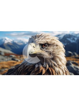 Intra Συλλεκτικό Ξύλινο Παζλ Plywood  4mm - Majestic Eagle σκαρφαλωμένος σε μια βραχώδη επιφάνεια με βουνά στο βάθος Σε Ξύλινο Κουτί - Διαστάσεις: 10x10 cm – 25 κομμάτια