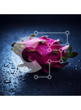 Σετ των 2 Intra Συλλεκτικό Ξύλινο Παζλ Plywood  4mm - Ώριμο και ζουμερό ροζ φρούτο δράκου με σταγονίδια νερού σε σκοτεινή επιφάνεια Σε Ξύλινο Κουτί - Διαστάσεις: 10x10 cm – 25 κομμάτια