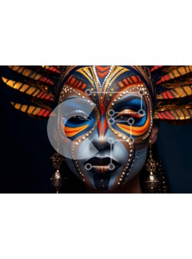 Intra Συλλεκτικό Ξύλινο Παζλ Plywood  4mm - Πολύχρωμη γυναίκα με γαλήνια έκφραση και κόμμωση Σε Ξύλινο Κουτί - Διαστάσεις Puzzle: 10x10 cm – 25 κομμάτια