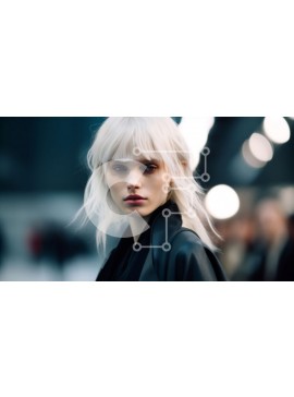 Intra Συλλεκτικό Ξύλινο Παζλ Plywood  4mm - Κομψή γυναίκα με δερμάτινο μπουφάν που στέκεται στην πολυσύχναστη οδό της πόλης Σε Ξύλινο Κουτί - Διαστάσεις Puzzle: 10x10 cm – 25 κομμάτια