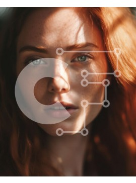 Intra Συλλεκτικό Ξύλινο Παζλ Plywood  4mm - Σοβαρό κοκκινομάλλα πορτρέτο γυναίκας με πράσινα μάτια και φακίδες Σε Ξύλινο Κουτί - Διαστάσεις Puzzle: 10x10 cm – 25 κομμάτια