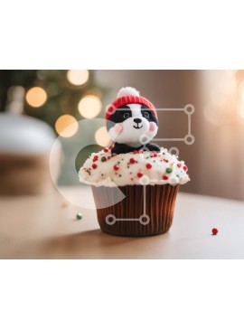 Σετ των 2 Intra Συλλεκτικό Ξύλινο Παζλ Plywood  4mm - Διακοσμημένο Cupcake με Toy Bunny Σε Ξύλινο Κουτί - Διαστάσεις: 10x10 cm – 25 κομμάτια