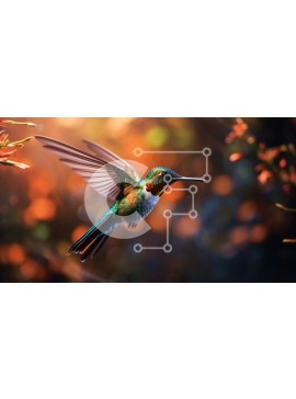 Intra Συλλεκτικό Ξύλινο Παζλ Plywood  4mm - Ζωντανό κολίβριο που πετά στον αέρα με ανοιχτά φτερά Σε Ξύλινο Κουτί - Διαστάσεις: 10x10 cm – 25 κομμάτια