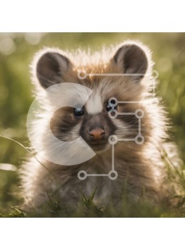 Intra Συλλεκτικό Ξύλινο Παζλ Plywood  4mm - Χαριτωμένο μωρό ρακούν σε ένα χωράφι με πράσινο γρασίδι Σε Ξύλινο Κουτί - Διαστάσεις: 10x10 cm – 25 κομμάτια