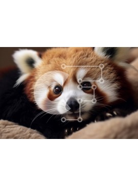 Σετ των 2 Intra Συλλεκτικό Ξύλινο Παζλ Plywood  4mm - Αξιολάτρευτη εικόνα ενός κόκκινου Panda που στηρίζεται σε μαλακή γούνα Σε Ξύλινο Κουτί - Διαστάσεις: 10x10 cm – 25 κομμάτια