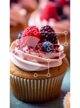 Intra Συλλεκτικό Ξύλινο Παζλ Plywood  4mm - Νόστιμο Cupcake με ροζ παγωμένο και φρέσκα σμέουρα Σε Ξύλινο Κουτί - Διαστάσεις: 10x10 cm – 25 κομμάτια