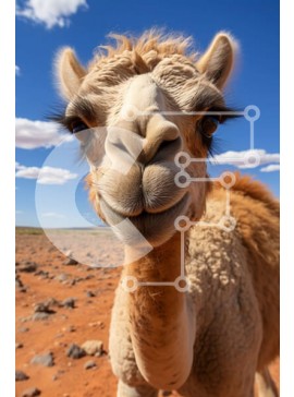 Σετ των 2 Intra Συλλεκτικό Ξύλινο Παζλ Plywood  4mm - Αξιολάτρευτο κοντινό πλάνο του προσώπου μιας καμήλας που κοιτάζει απευθείας την κάμερα Σε Ξύλινο Κουτί - Διαστάσεις: 10x10 cm – 25 κομμάτια