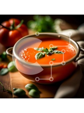 Σετ των 2 Intra Συλλεκτικό Ξύλινο Παζλ Plywood  4mm - Νόστιμη σούπα ντομάτας με φρέσκα φύλλα βασιλικού Σε Ξύλινο Κουτί - Διαστάσεις: 10x10 cm – 25 κομμάτια