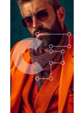 Intra Συλλεκτικό Ξύλινο Παζλ Plywood  4mm - Σοβαρός άνδρας με πορτοκαλί κοστούμι και γραβάτα κοιτάζοντας την κάμερα Σε Ξύλινο Κουτί - Διαστάσεις Puzzle: 10x10 cm – 25 κομμάτια