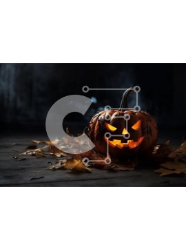 Intra Συλλεκτικό Ξύλινο Παζλ Plywood  4mm - Spooky Halloween Decor: Σκαλιστή κολοκύθα με φανάρι Jack-o'-lantern Σε Ξύλινο Κουτί - Διαστάσεις Puzzle: 10x10 cm – 25 κομμάτια