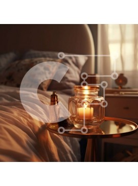 Intra Συλλεκτικό Ξύλινο Παζλ Plywood  4mm - Άνετο υπνοδωμάτιο με κρεβάτι, κομοδίνο και κερί Σε Ξύλινο Κουτί - Διαστάσεις Puzzle: 10x10 cm – 25 κομμάτια