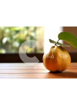 Σετ των 2 Intra Συλλεκτικό Ξύλινο Παζλ Plywood  4mm - Όμορφη εικόνα ενός κίτρινου φρούτου σε ένα ξύλινο τραπέζι με θέα στον κήπο Σε Ξύλινο Κουτί - Διαστάσεις: 10x10 cm – 25 κομμάτια