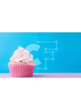 Σετ των 2 Intra Συλλεκτικό Ξύλινο Παζλ Plywood  4mm - Ροζ Cupcake με Λευκό Πάγωμα σε Μπλε Επιφάνεια Σε Ξύλινο Κουτί - Διαστάσεις: 10x10 cm – 25 κομμάτια