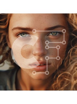 Intra Συλλεκτικό Ξύλινο Παζλ Plywood  4mm - Όμορφο πορτρέτο μιας νεαρής γυναίκας με σγουρά ξανθά μαλλιά και πράσινα μάτια Σε Ξύλινο Κουτί - Διαστάσεις Puzzle: 10x10 cm – 25 κομμάτια