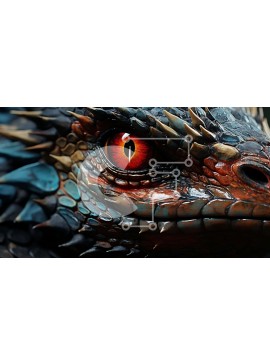 Intra Συλλεκτικό Ξύλινο Παζλ Plywood  4mm - Εκπληκτική κοντινή πλάνο του προσώπου ενός δράκου με περίπλοκες λεπτομέρειες Σε Ξύλινο Κουτί - Διαστάσεις Puzzle: 10x10 cm – 25 κομμάτια