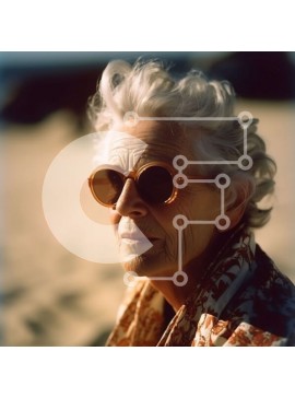 Intra Συλλεκτικό Ξύλινο Παζλ Plywood  4mm - Όμορφη εικόνα της ηλικιωμένης γυναίκας στην παραλία Σε Ξύλινο Κουτί - Διαστάσεις Puzzle: 10x10 cm – 25 κομμάτια