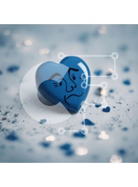 Intra Συλλεκτικό Ξύλινο Παζλ Plywood  4mm - Μπλε Καρδιά με Θλιμμένο Πρόσωπο που περιβάλλεται από Μικρές Καρδιές Σε Ξύλινο Κουτί - Διαστάσεις Puzzle: 10x10 cm – 25 κομμάτια