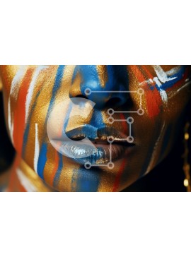 Intra Συλλεκτικό Ξύλινο Παζλ Plywood  4mm - Όμορφη εικόνα μιας γυναίκας με μια ζωγραφική με πολύχρωμο πρόσωπο Σε Ξύλινο Κουτί - Διαστάσεις Puzzle: 10x10 cm – 25 κομμάτια