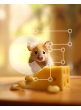 Σετ των 2 Intra Συλλεκτικό Ξύλινο Παζλ Plywood  4mm - Αξιολάτρευτη εικόνα ενός ποντικιού και ενός τυριού σε ένα άνετο τραπέζι Σε Ξύλινο Κουτί - Διαστάσεις: 10x10 cm – 25 κομμάτια