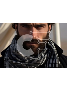 Intra Συλλεκτικό Ξύλινο Παζλ Plywood  4mm - Σοβαρός άνδρας με γένια και μακριά μαλλιά - Φωτογραφία πορτρέτου Σε Ξύλινο Κουτί - Διαστάσεις Puzzle: 10x10 cm – 25 κομμάτια