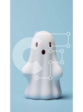Intra Συλλεκτικό Ξύλινο Παζλ Plywood  4mm - Happy Ghost Toy σε μπλε φόντο Σε Ξύλινο Κουτί - Διαστάσεις Puzzle: 10x10 cm – 25 κομμάτια