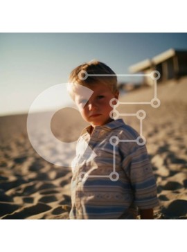 Intra Συλλεκτικό Ξύλινο Παζλ Plywood  4mm - Όμορφη εικόνα του αγοριού που παρακολουθεί το ηλιοβασίλεμα στην παραλία Σε Ξύλινο Κουτί - Διαστάσεις Puzzle: 10x10 cm – 25 κομμάτια