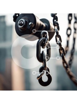 Intra Συλλεκτικό Ξύλινο Παζλ Plywood  4mm - Κοντινό πλάνο αλυσίδων με τον ορίζοντα της πόλης στο παρασκήνιο Σε Ξύλινο Κουτί - Διαστάσεις Puzzle: 10x10 cm – 25 κομμάτια