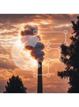 Intra Συλλεκτικό Ξύλινο Παζλ Plywood  4mm - Βιομηχανική καπνοδόχος που εκπέμπει καπνό στο ηλιοβασίλεμα Σε Ξύλινο Κουτί - Διαστάσεις Puzzle: 10x10 cm – 25 κομμάτια