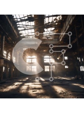 Intra Συλλεκτικό Ξύλινο Παζλ Plywood  4mm - Εγκαταλελειμμένο κτίριο με σπασμένα παράθυρα και φως του ήλιου Σε Ξύλινο Κουτί - Διαστάσεις Puzzle: 10x10 cm – 25 κομμάτια