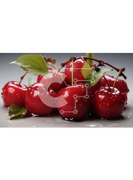 Σετ των 2 Intra Συλλεκτικό Ξύλινο Παζλ Plywood  4mm - Φρέσκα και ζουμερά κόκκινα κεράσια με σταγονίδια νερού Σε Ξύλινο Κουτί - Διαστάσεις: 10x10 cm – 25 κομμάτια