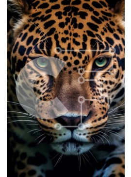 Σετ των 2 Intra Συλλεκτικό Ξύλινο Παζλ Plywood  4mm - Εκπληκτική εικόνα του προσώπου ενός Jaguar από κοντά Σε Ξύλινο Κουτί - Διαστάσεις: 10x10 cm – 25 κομμάτια