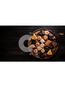 Σετ των 2 Intra Συλλεκτικό Ξύλινο Παζλ Plywood  4mm - Μπισκότα με θέμα το Halloween σε ξύλινη πιατέλα Σε Ξύλινο Κουτί - Διαστάσεις: 10x10 cm – 25 κομμάτια